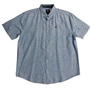 Artistry in Motion Men’s Short Sleeve Pastel Blue Button Doen Shirt L